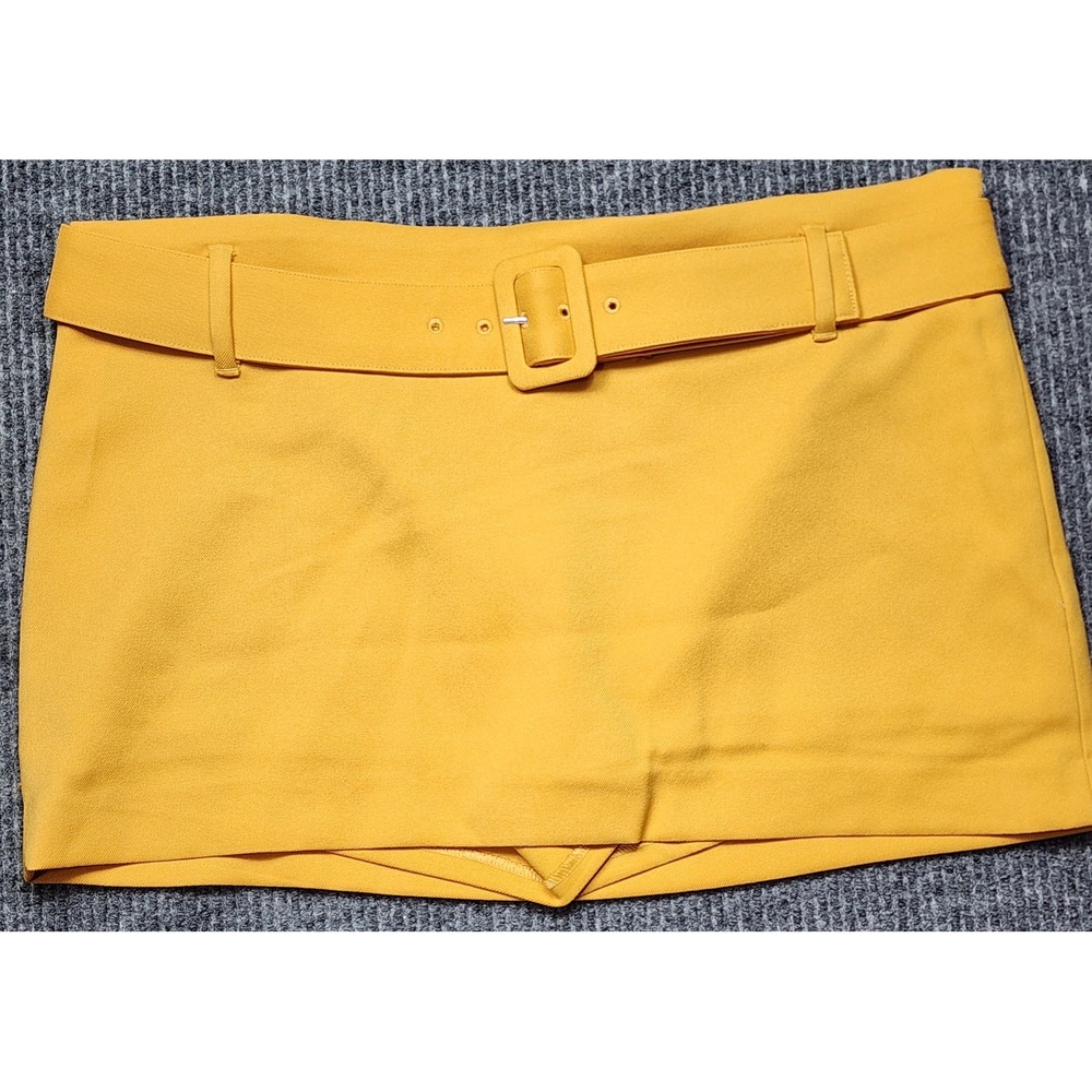 Express Belted Skort Mustard Yellow Mini Skirt Shorts Size 14 NWT